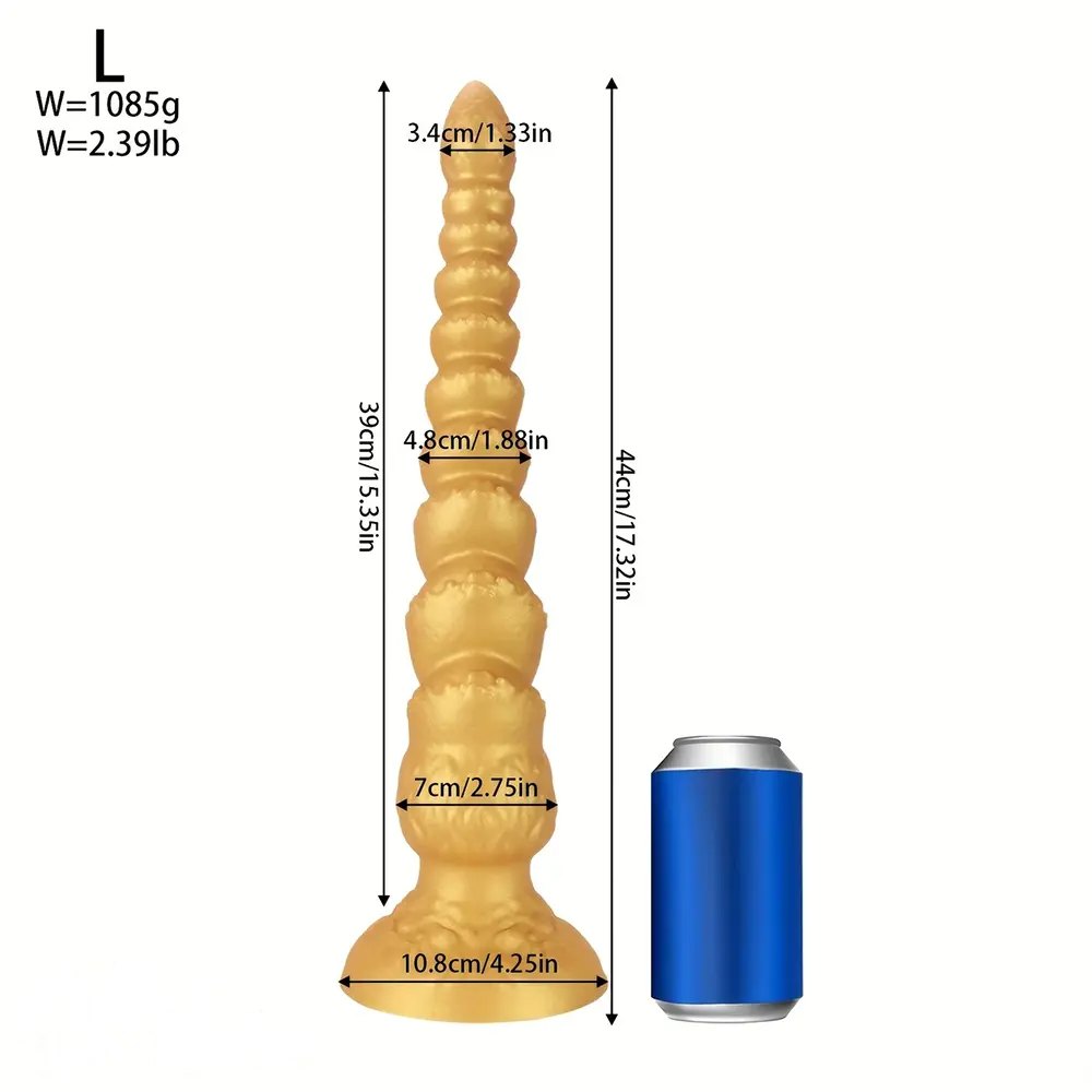 Gold ribbed anal dildo, photo 8