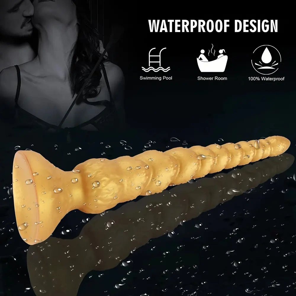 Gold ribbed anal dildo, photo 9