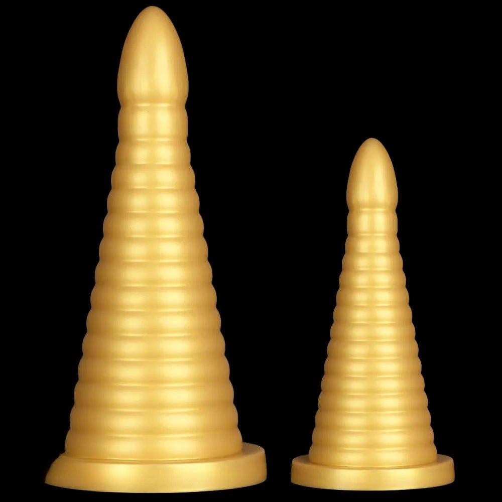 Gold ribbed silicone anal plug, photo 11