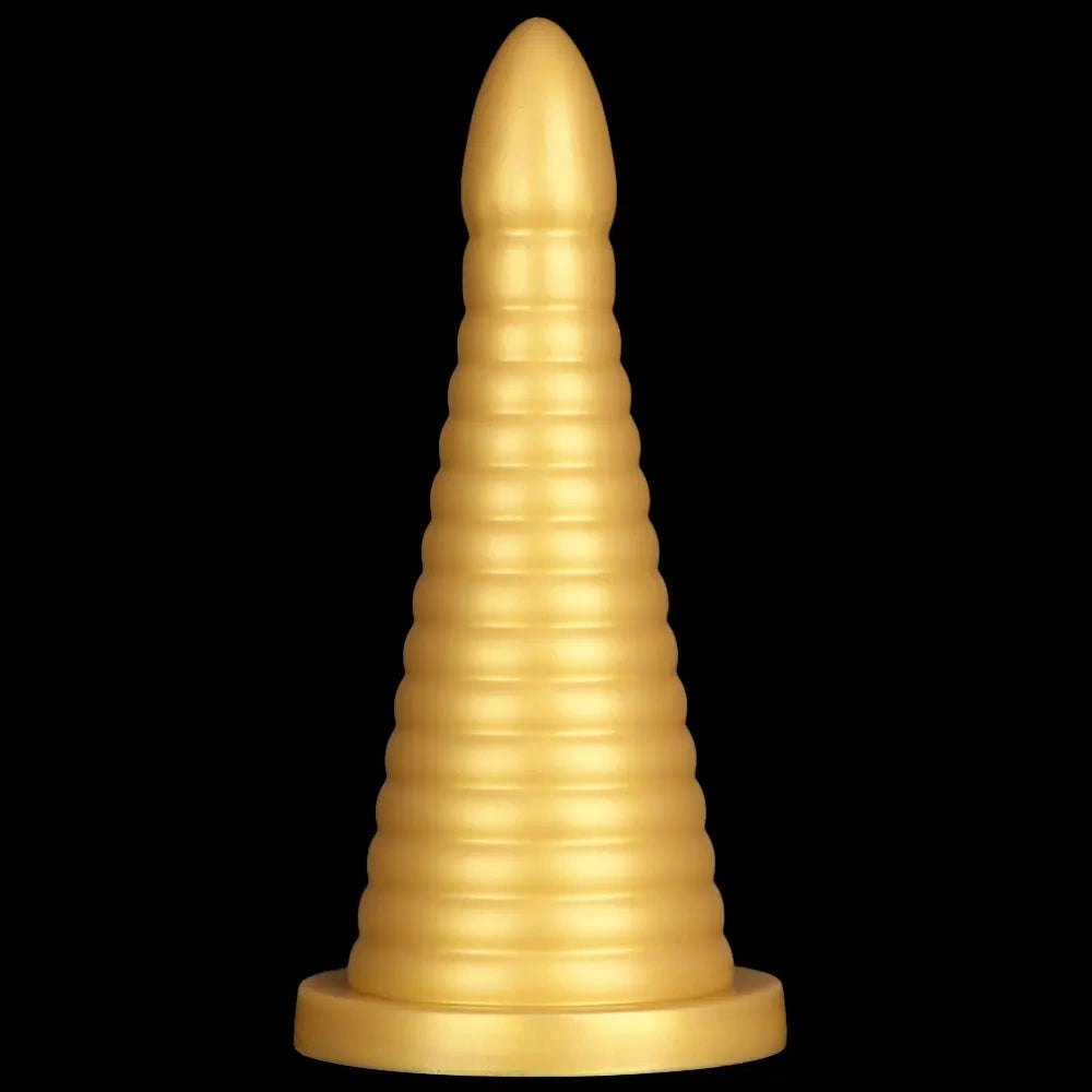 Gold ribbed silicone anal plug, photo 13