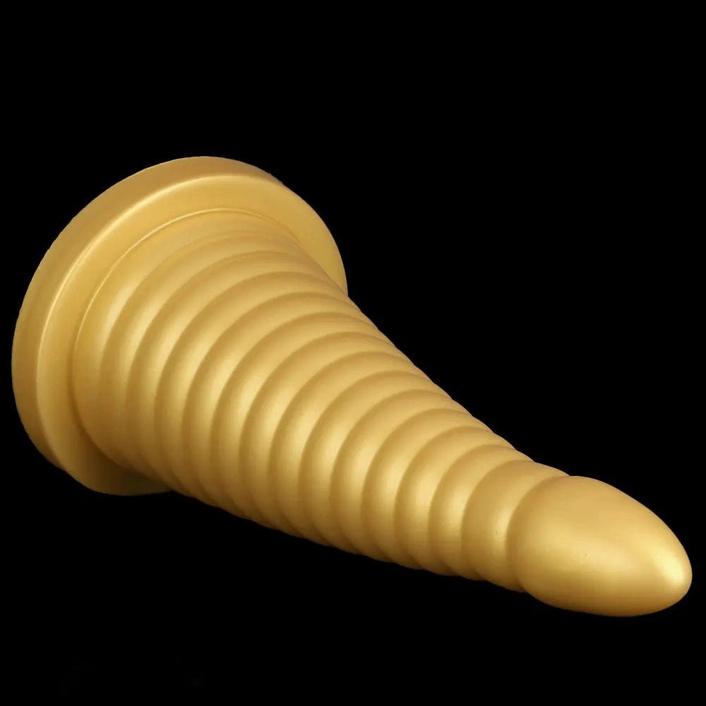 Gold ribbed silicone anal plug, photo 14