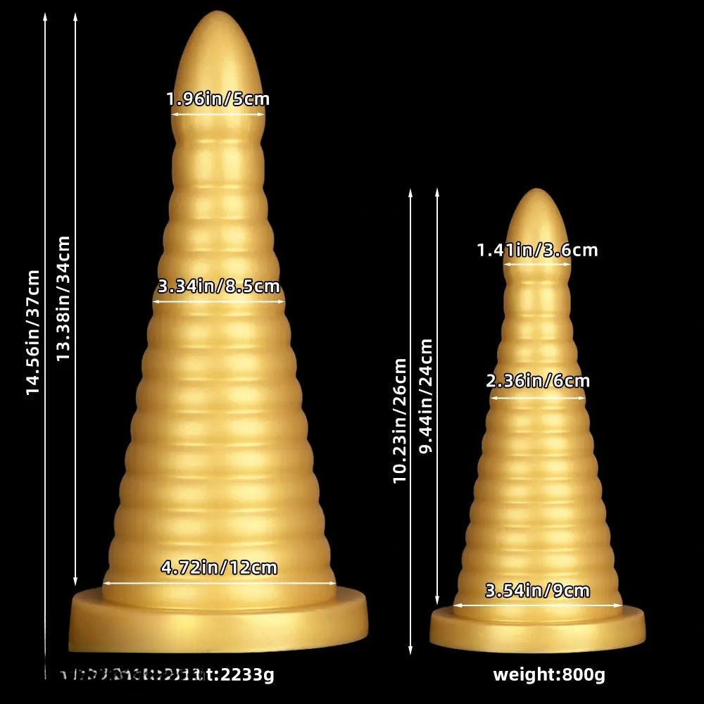 Gold ribbed silicone anal plug, photo 8