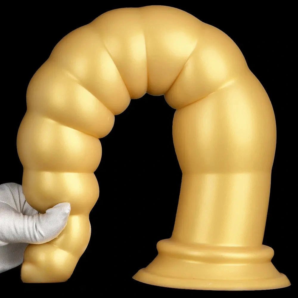 Gold ribbed silicone anal plug, photo 15