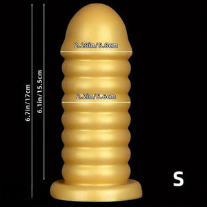 Gold ribbed silicone anal probe, photo 3