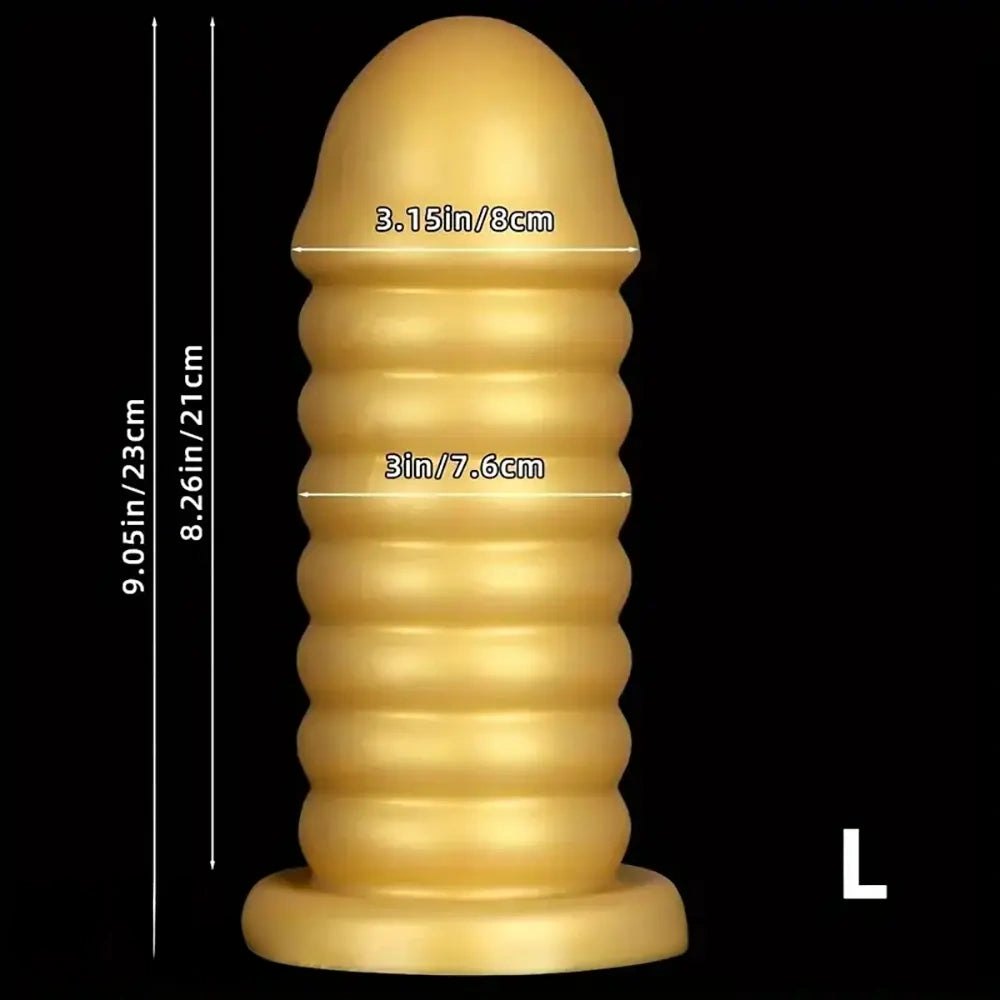 Gold ribbed silicone anal probe, photo 5
