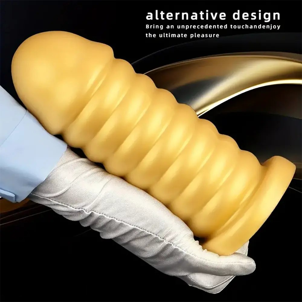 Gold ribbed silicone anal probe, photo 7