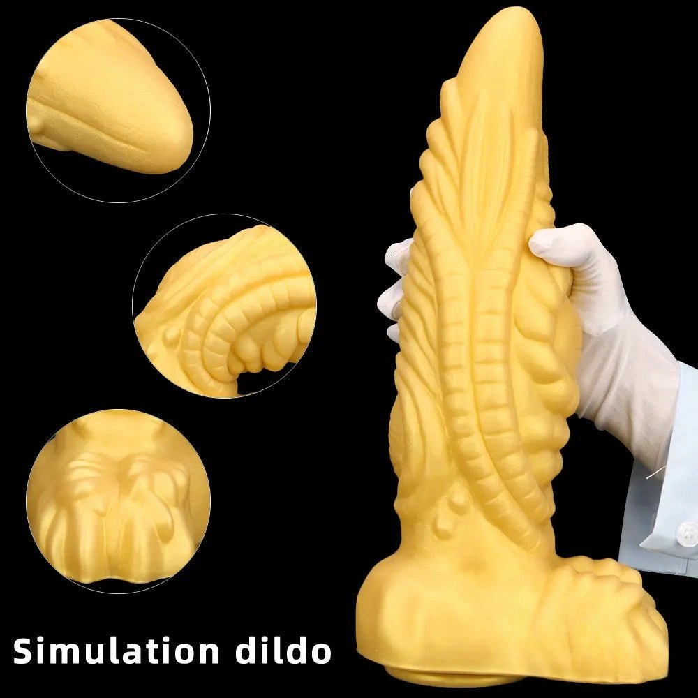 Gold dragon scale fantasy dildo, photo 2