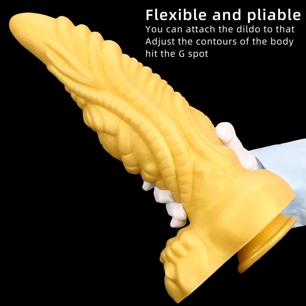 Gold dragon scale fantasy dildo, photo 5