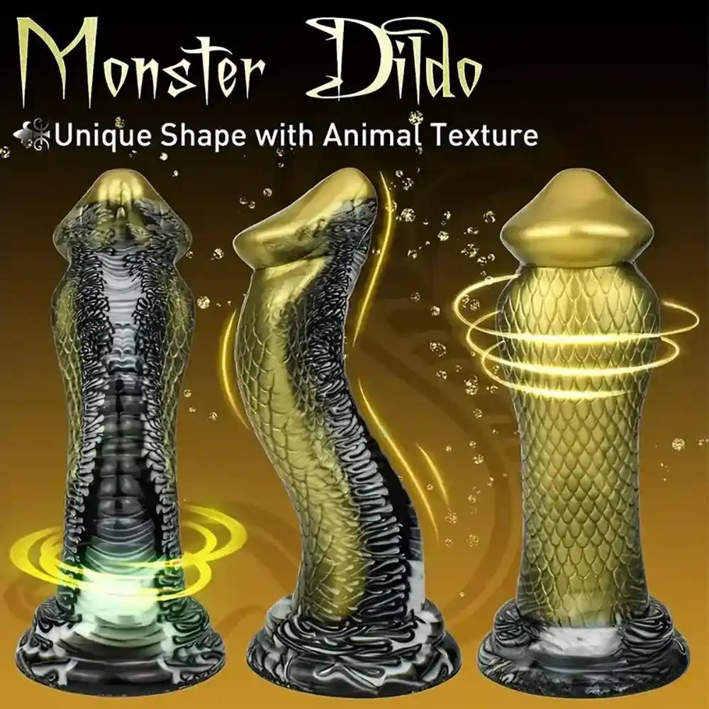 Scale textured marbled fantasy dildo, photo 1