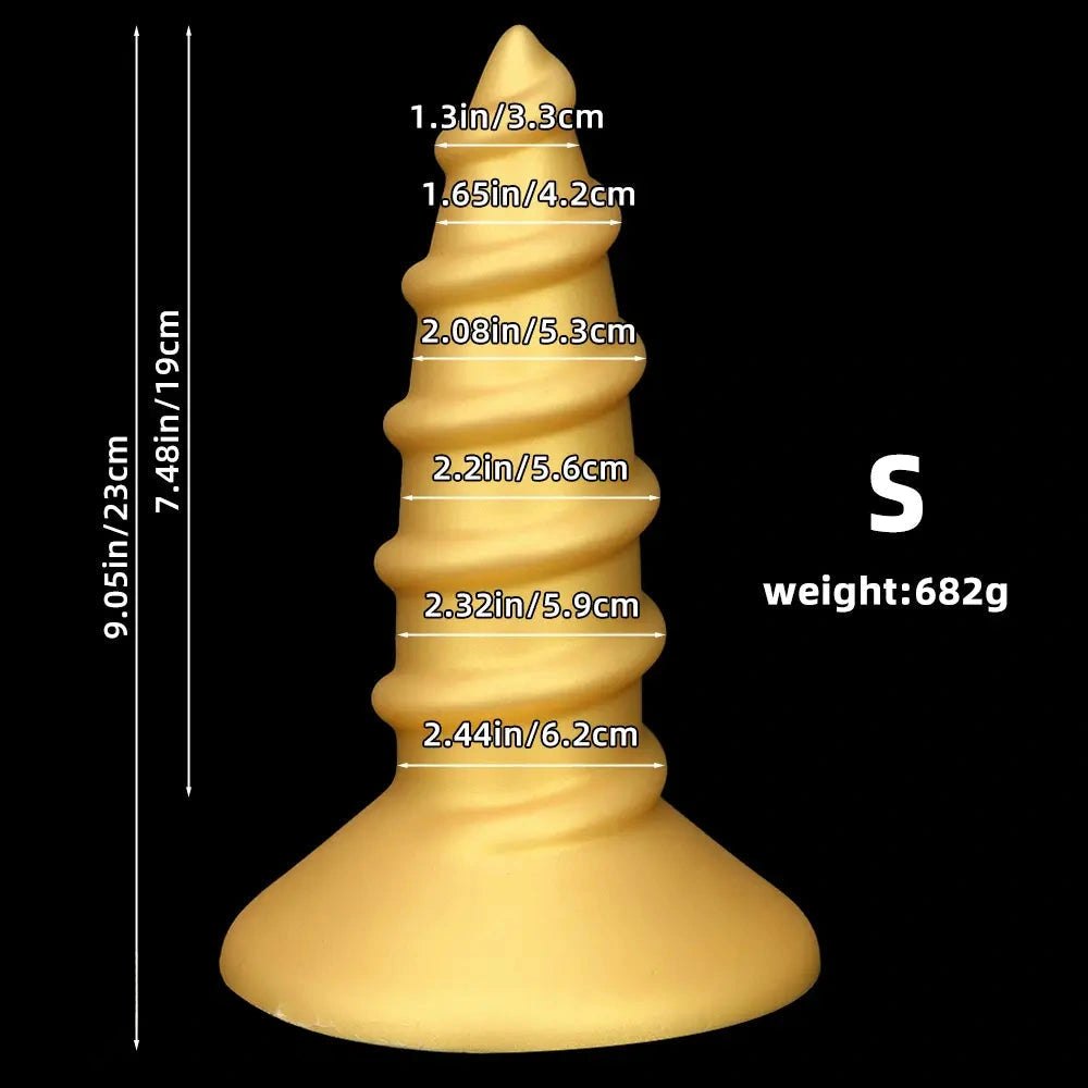 Gold screw ribbed anal plug, photo 10