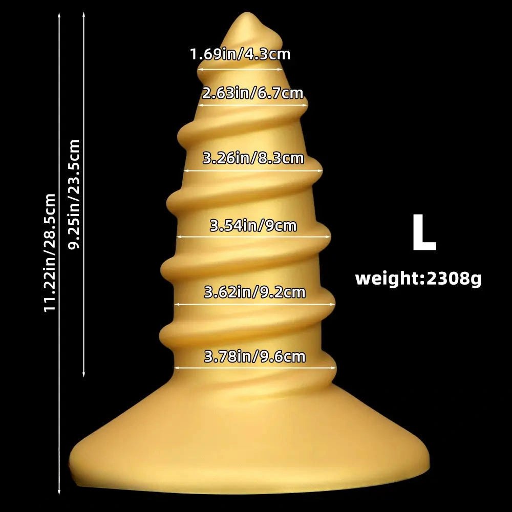 Gold screw ribbed anal plug, photo 11
