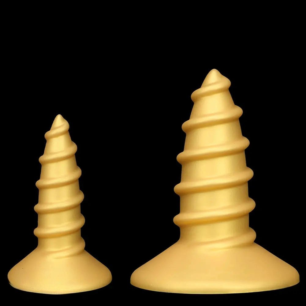 Gold screw ribbed anal plug, photo 12