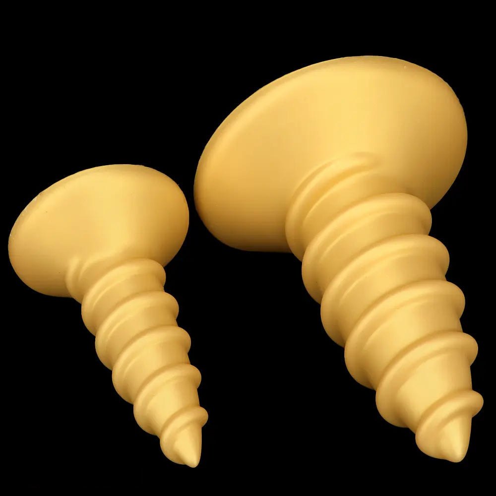Gold screw ribbed anal plug, photo 13