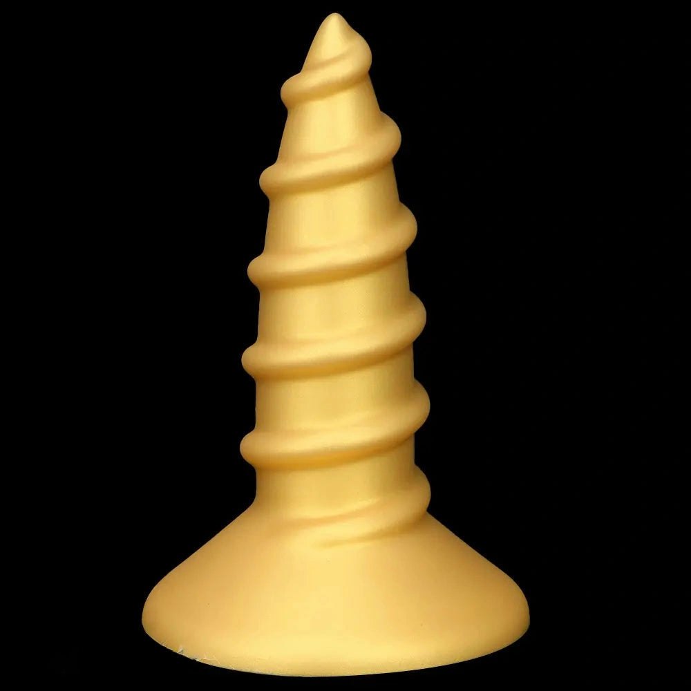 Gold screw ribbed anal plug, photo 14