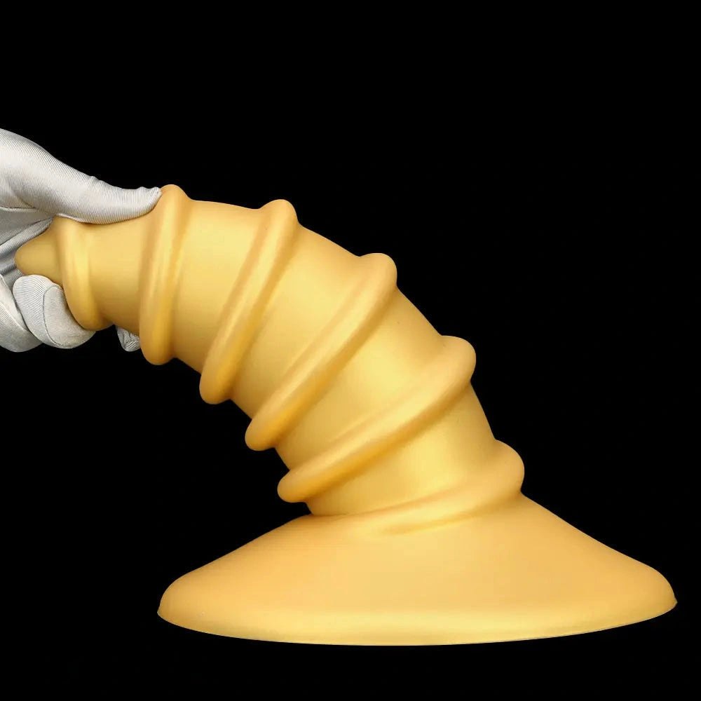 Gold screw ribbed anal plug, photo 15