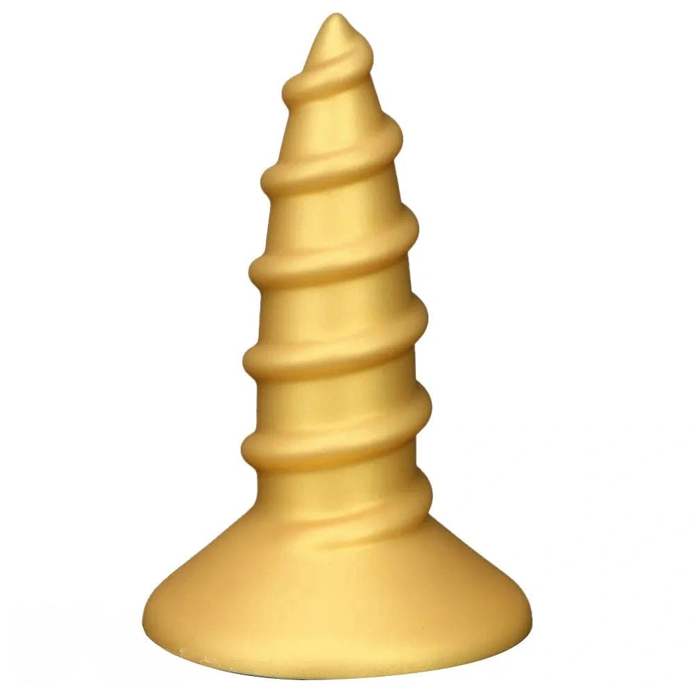 Gold screw ribbed anal plug, photo 2