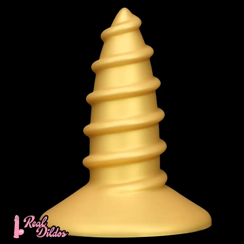 Gold screw ribbed anal plug, photo 3