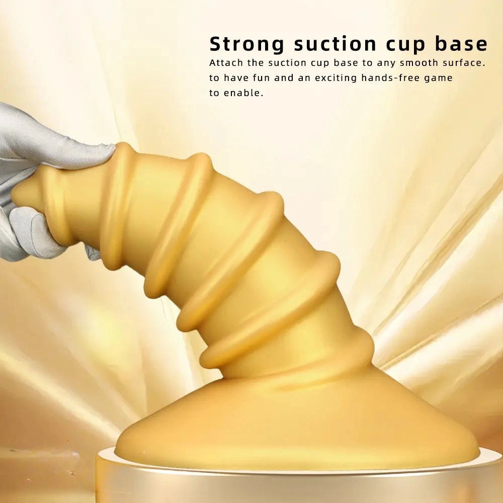 Gold screw ribbed anal plug, photo 6