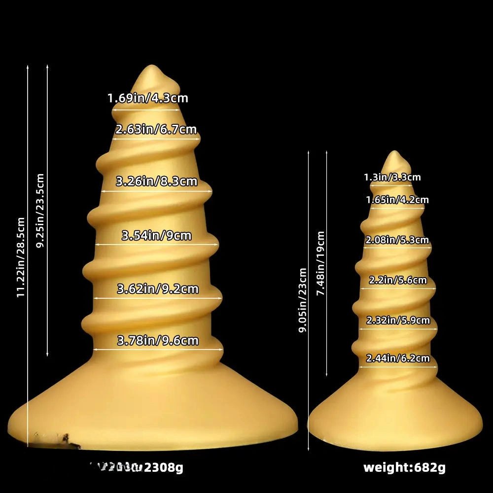Gold screw ribbed anal plug, photo 9
