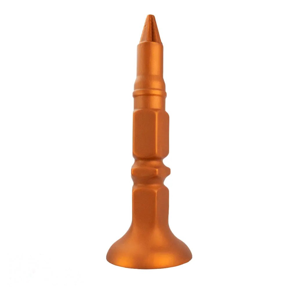 Gold screw-ridge silicone anal plug, photo 1