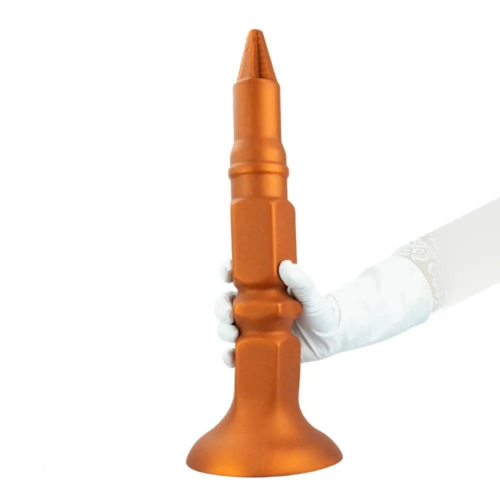 Gold screw-ridge silicone anal plug, photo 15