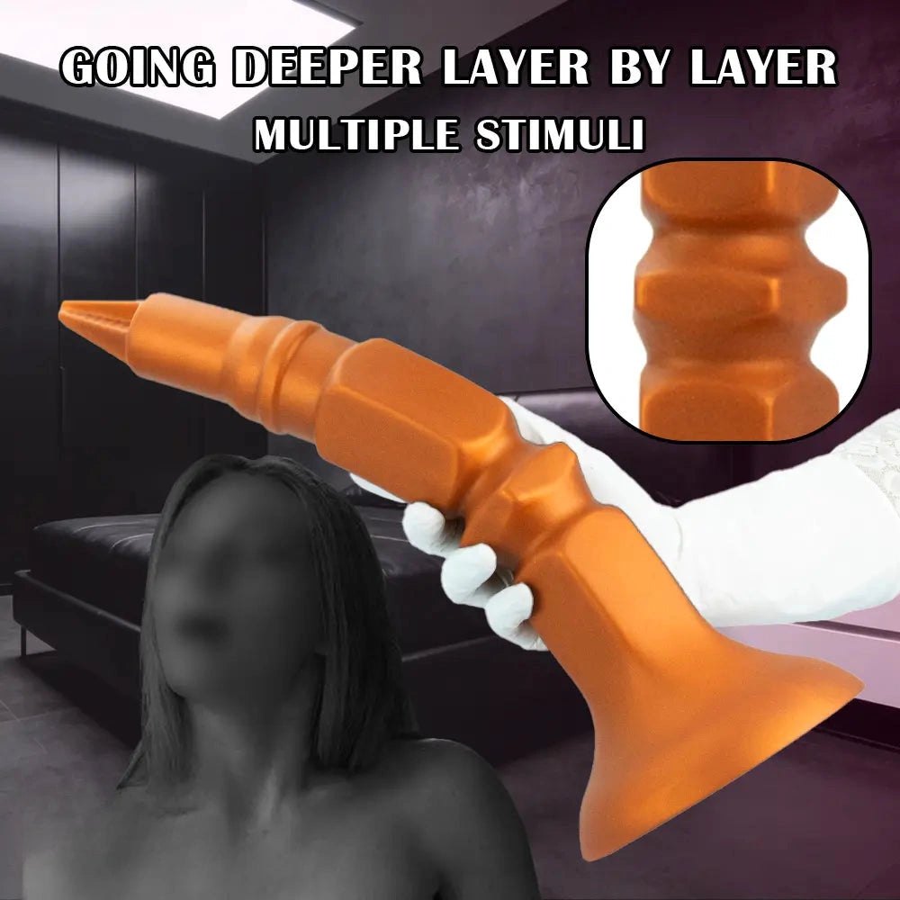 Gold screw-ridge silicone anal plug, photo 3
