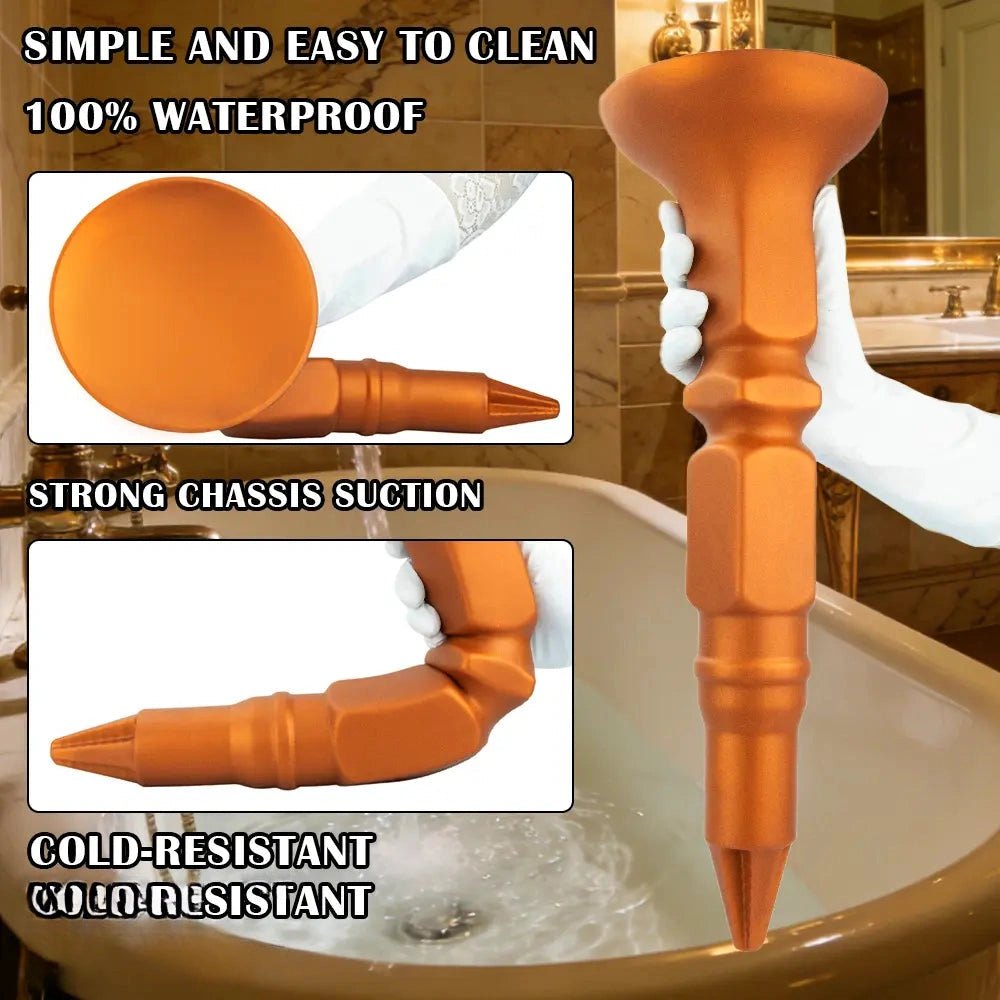 Gold screw-ridge silicone anal plug, photo 5