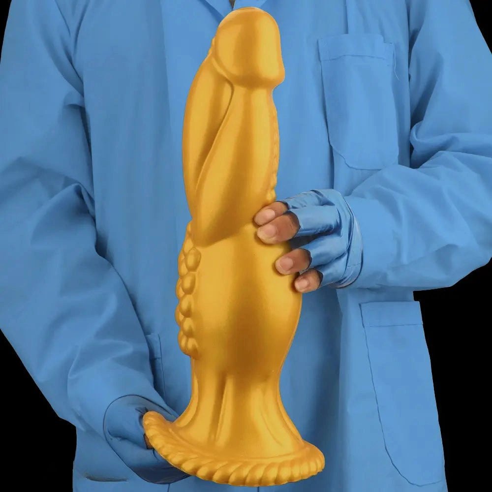 Gold silicone big thick dildo, photo 10