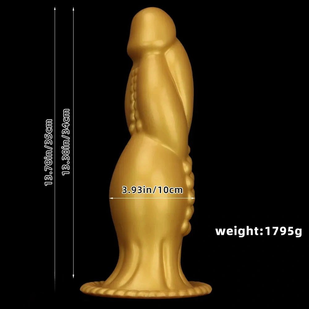 Gold silicone big thick dildo, photo 9