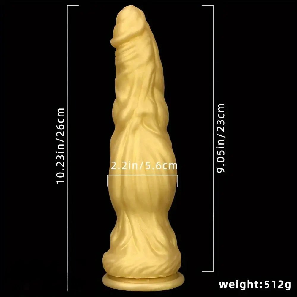 Gold curved realistic silicone dildo, photo 4