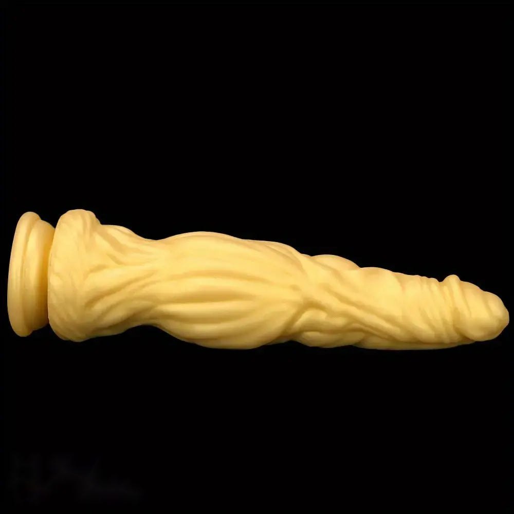 Gold curved realistic silicone dildo, photo 5
