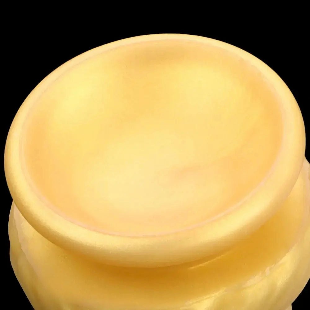 Gold curved realistic silicone dildo, photo 6