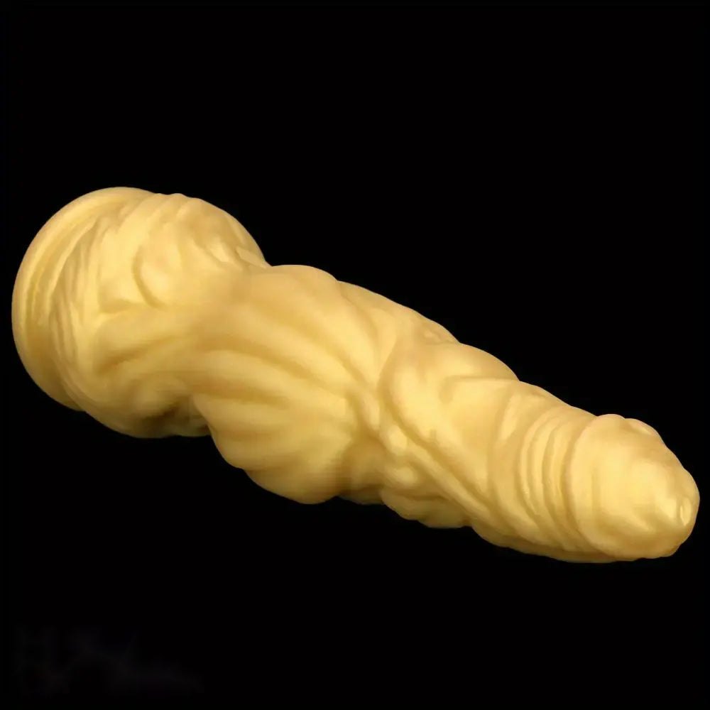 Gold curved realistic silicone dildo, photo 7