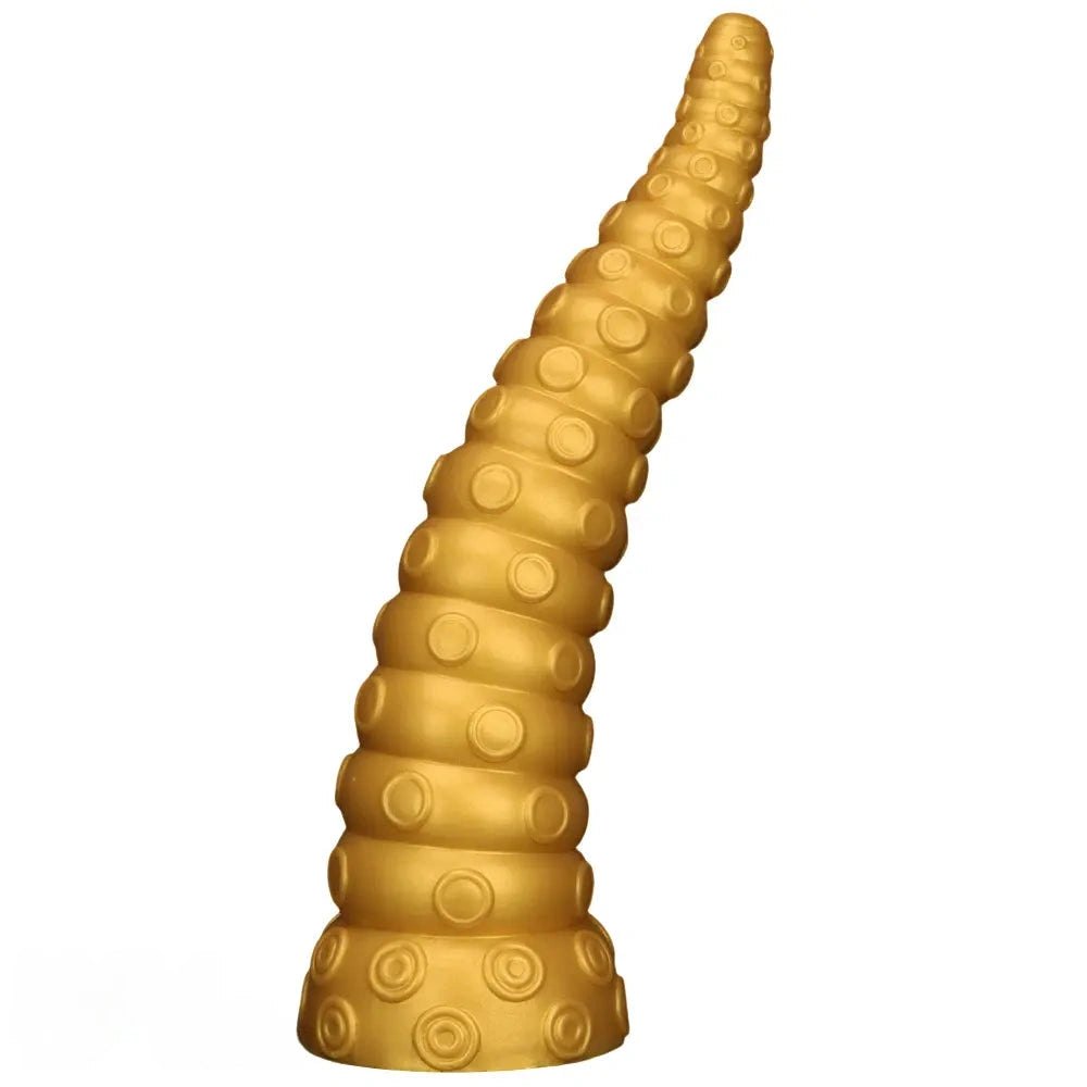 Gold silicone ridged tentacle dildo, photo 1