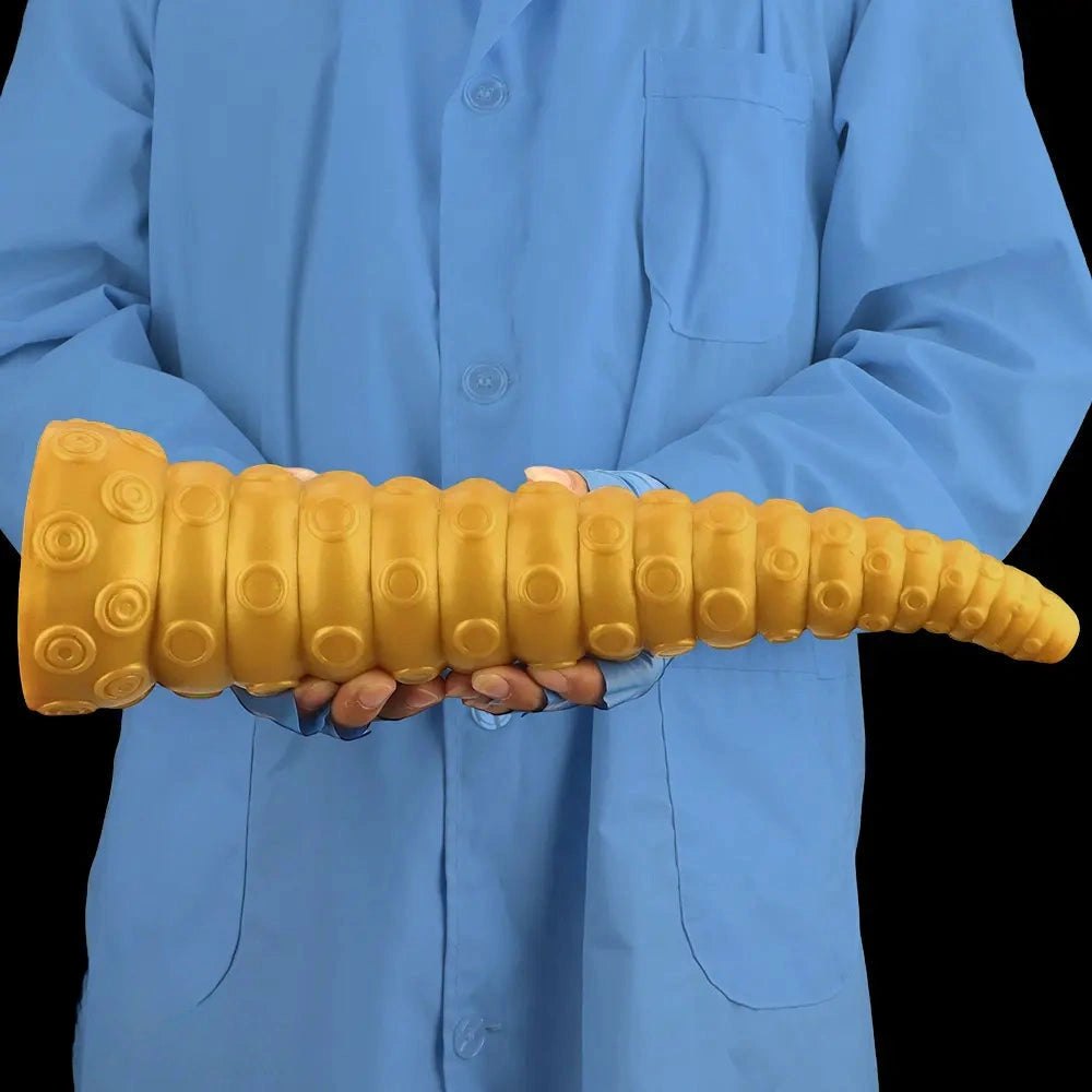 Gold silicone ridged tentacle dildo, photo 11