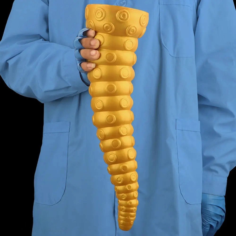 Gold silicone ridged tentacle dildo, photo 12