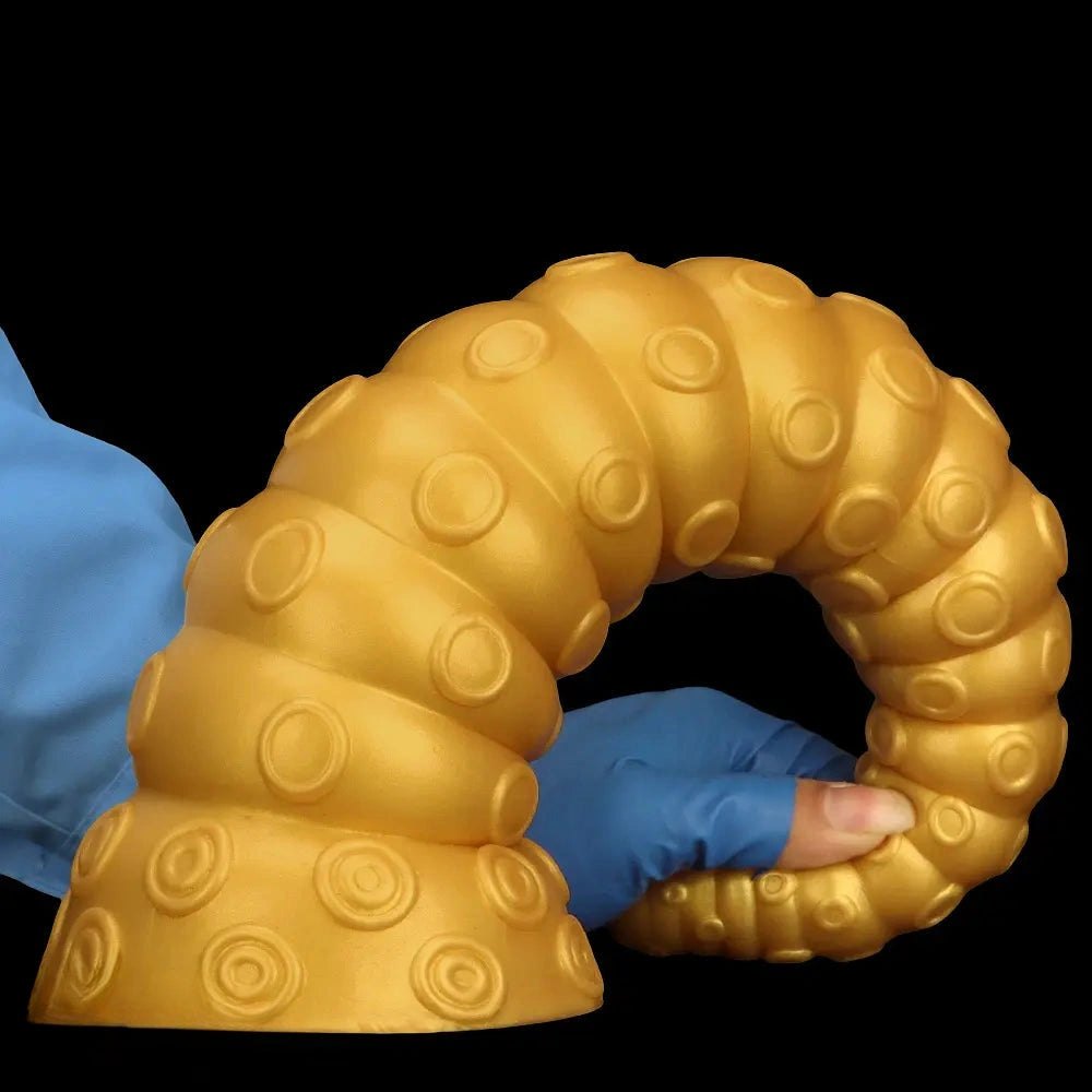 Gold silicone ridged tentacle dildo, photo 13