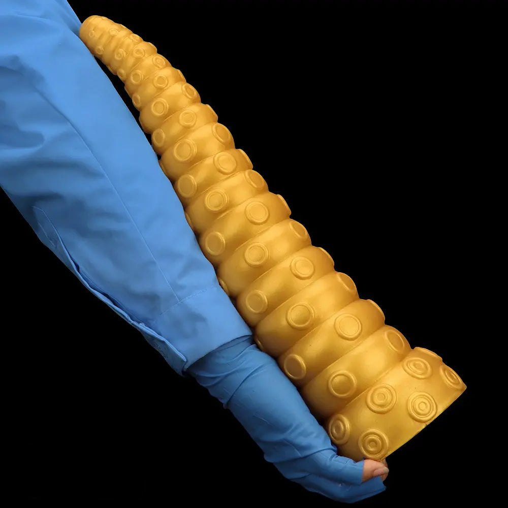 Gold silicone ridged tentacle dildo, photo 14