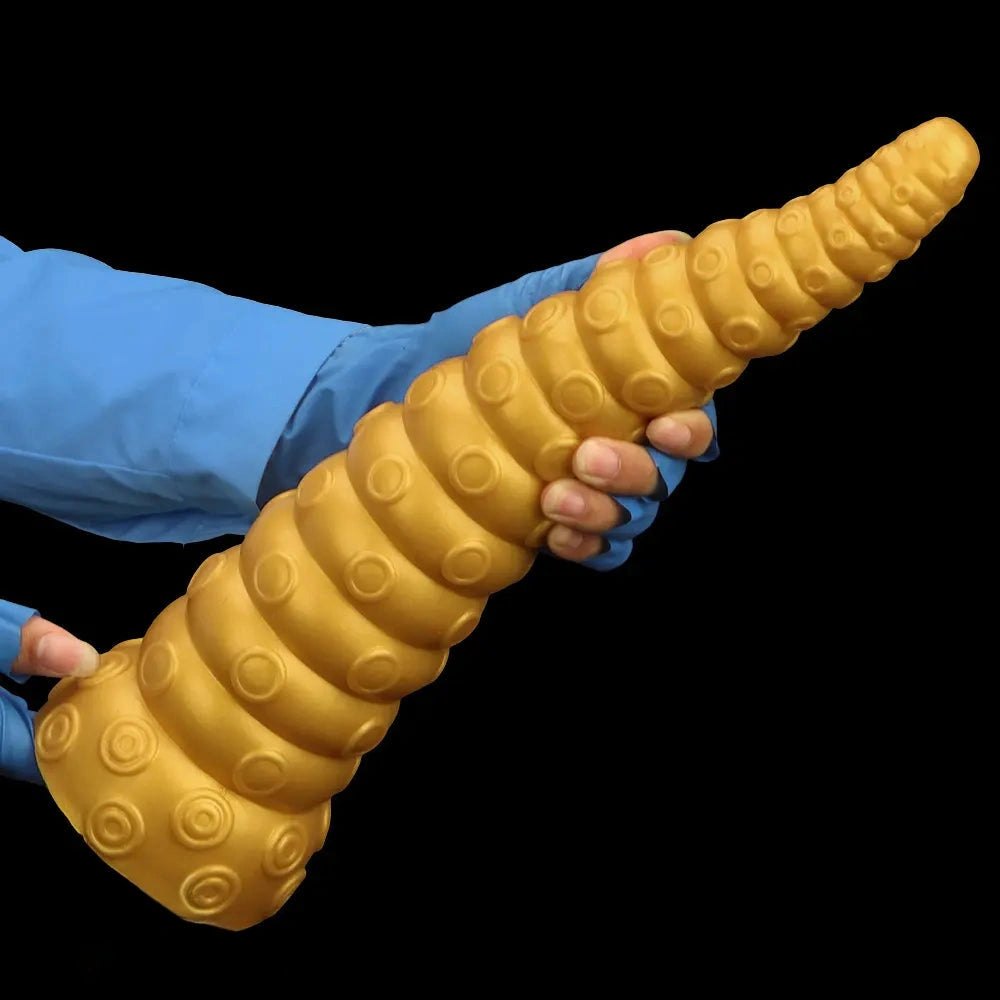 Gold silicone ridged tentacle dildo, photo 15