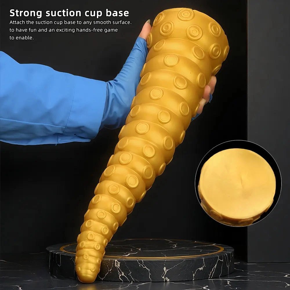 Gold silicone ridged tentacle dildo, photo 5