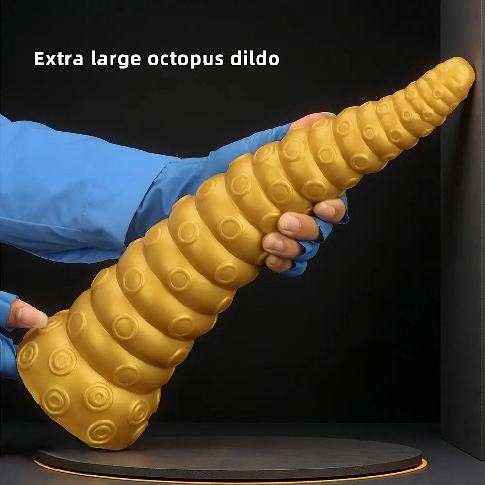Gold silicone ridged tentacle dildo, photo 6