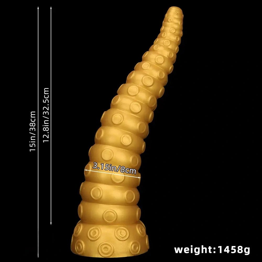 Gold silicone ridged tentacle dildo, photo 8