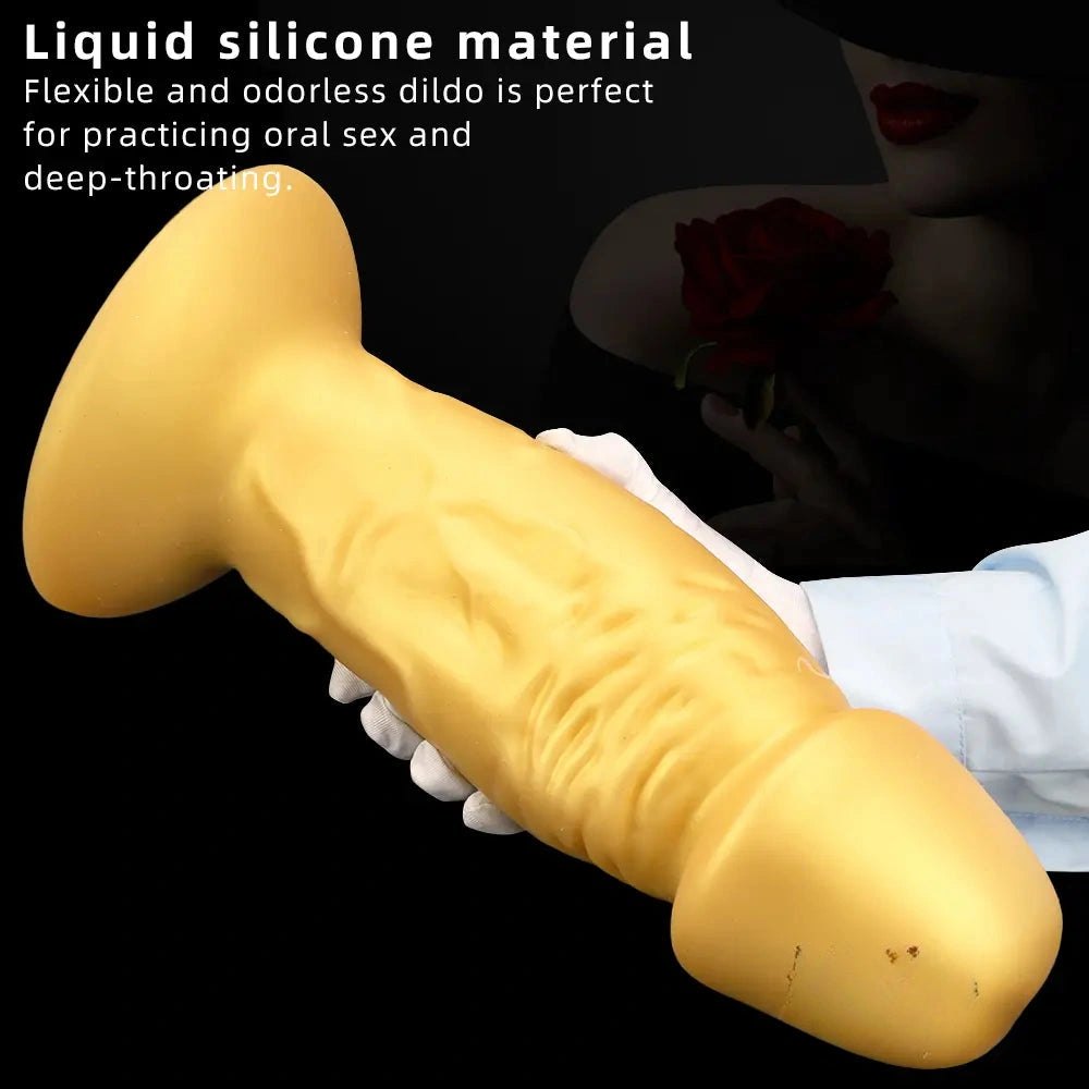 Gold silicone suction cup dildo, photo 6