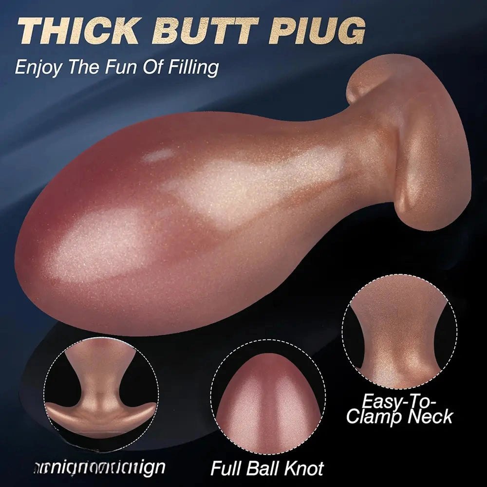 Gold smooth silicone butt plug, photo 12