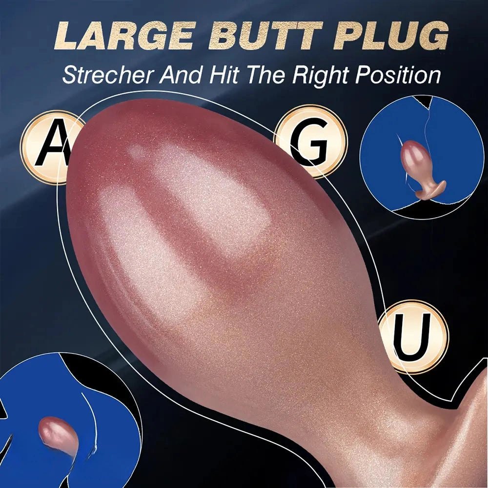 Gold smooth silicone butt plug, photo 13