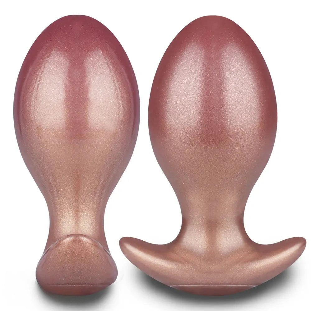 Gold smooth silicone butt plug, photo 3