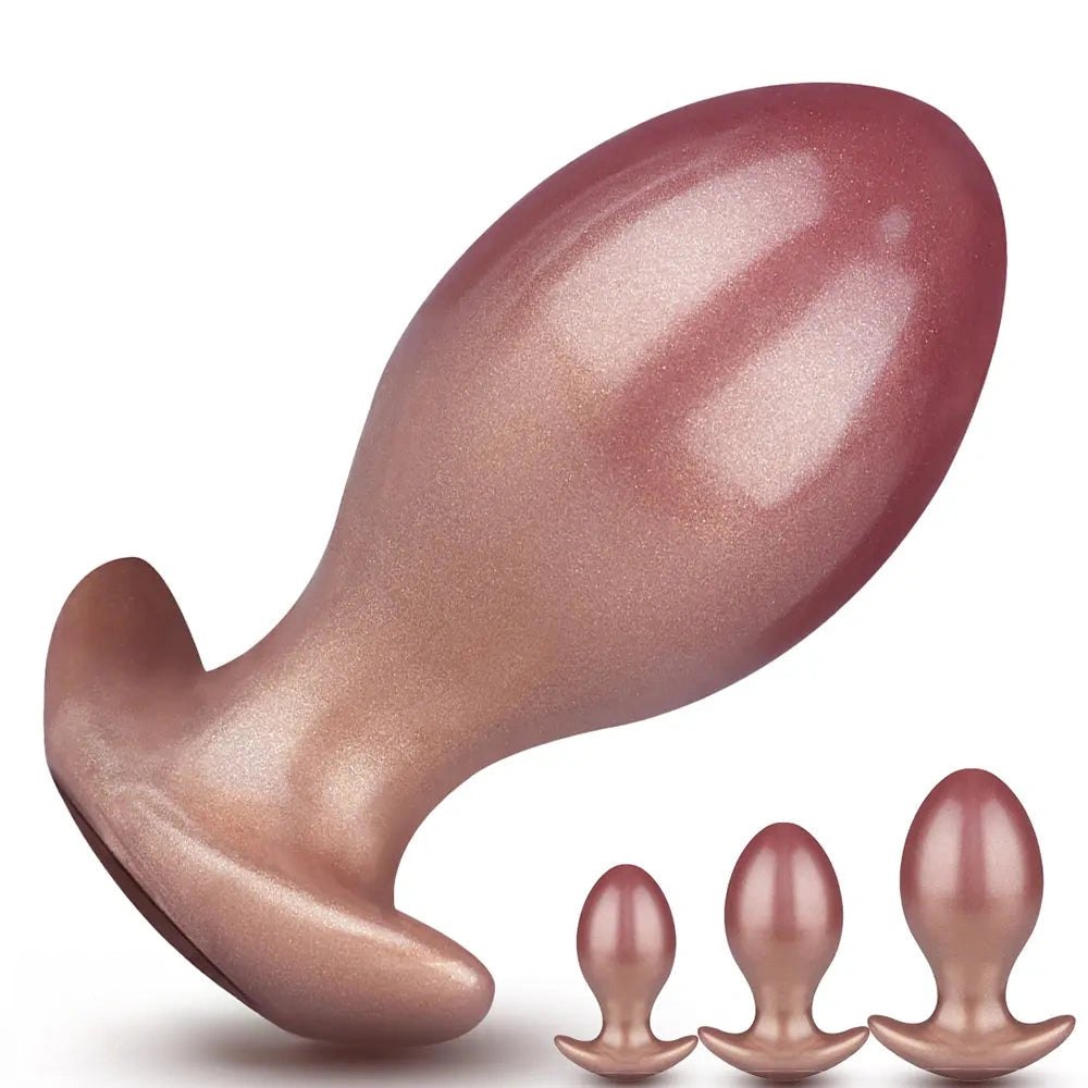 Gold smooth silicone butt plug, photo 7