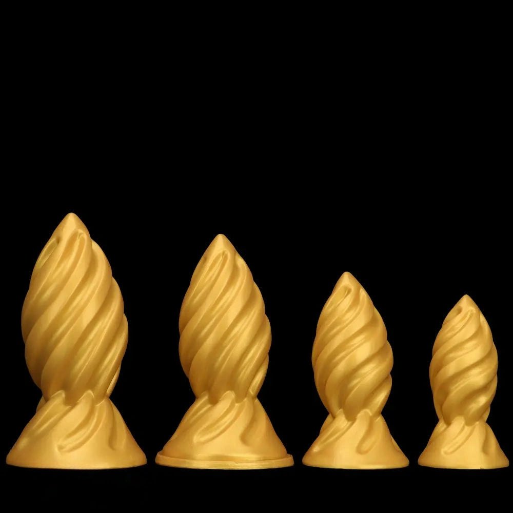 Gold spiral thick dildo, photo 1
