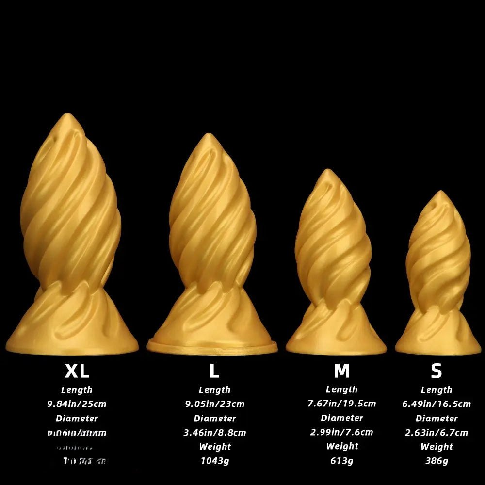 Gold spiral thick dildo, photo 10