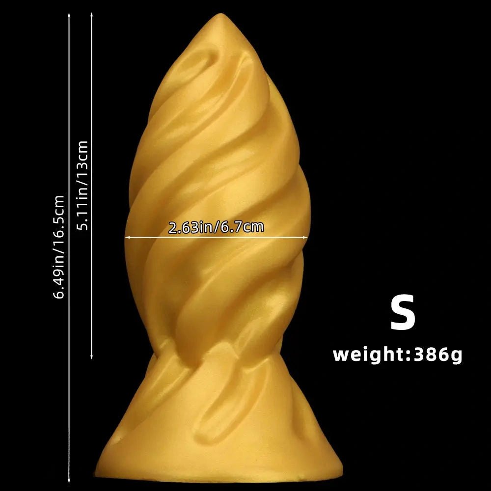 Gold spiral thick dildo, photo 11